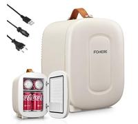 FOHERE Mini Frigo 5L, Frigorifero Piccolo Con Presa USB, Portatile 220V CA/12V CC, per Ufficio, Dormitorio, Auto,Cosmetici, Bevande, Frutta