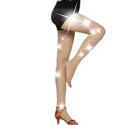 Fohevers Calze a rete da donna scintillanti a punta aperta con glitter collant a rete con recinzione a diamante leggings a rete con strass per danza, Kaki., Taglia unica