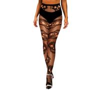 Fohevers Collant a rete modello da donna, calze a rete floreali, collant fantasia da donna, collant Fencenet, calze a rete Goth, Scheletro Teschio, taglia unica
