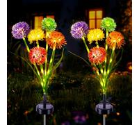 Fohil Lampade Solari da Giardino, 2 Pezzi Luci Solari Fiore LED, Luce Solare Esterno Decorazione da Giardino Impermeabile Decorazioni di Giardino, Prato, Natale Regali di Compleanno Per le Donne