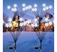 Fohil Luci Natalizie Solari, 4 Pezzi Luci Solari da Giardino 32LED Stella Lucciole Luci di Natale Esterno, Addobbi Natalizi per Esterno Impermeabili, Decorazioni per Natale Festa Giardino Cortile