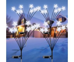 Fohil Luci Natalizie Solari, 4 Pezzi Luci Solari da Giardino 32LED Stella Lucciole Luci di Natale Esterno, Addobbi Natalizi per Esterno Impermeabili, Decorazioni per Natale Festa Giardino Cortile