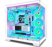 FOIFKIN Case per PC F600, ventola ARGB a 6 PWM preinstallata, case ATX Mid-Tower per PC da gioco, vetro panoramico a 270° con tipo C (bianco, F600)