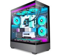 FOIFKIN F1 Case PC ATX - 6 Ventilatori PWM ARGB preinstallati, Case per computer Mid Tower, Case PC Gaming, vetro temperato, Type-C, Case ATX Nero, flusso d'aria elevato (nero)