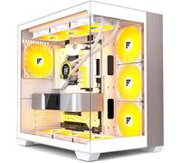 FOIFKIN F300 Case PC ATX con 7 ventole PWM ARGB,Case per PC Mid-Tower ad alto flusso d'aria,Case PC Gaming,Case ATX Bianco,Case computer Big Tower,Supporta Radiatore 360 mm,Type-C (Legno-Bianco, F300)