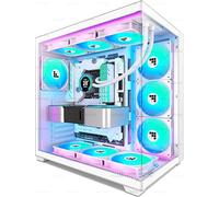 FOIFKIN F300 Case PC ATX con 7 ventole PWM ARGB,Case per PC Mid-Tower ad alto flusso d'aria,Case PC Gaming,Case ATX Bianco,Case computer Big Tower,Supporta Radiatore 360 mm,Type-C (RGB-Bianco, F300)