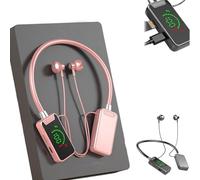 Foihletpath Sports Karaoke Bluetooth Earphones, Studio-Grade Sound, LED Display & IPX5 Waterproof for Live Streaming/Gym (Pink)