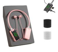 Foihletpath Sports Karaoke Bluetooth Earphones, Wireless Sound Card Earphones Karaoke, Neck-Hanging Earbud Headset, Waterproof Bluetooth for Sports Gym Daily Use (Pink)