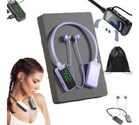 Foihletpath Sports Karaoke Bluetooth Earphones, Wireless Sound Card Live Streaming Earphone, Neckband Digital Display Bluetooth Headset, Come with a Microphone, Editing and LED Display (Purple)