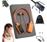 Foihletpath Sports Karaoke Bluetooth Earphones, Wireless Sound Card Live Streaming Earphone, Neckband Digital Display Bluetooth Headset, Come with a Microphone, Editing and LED Display (Orange)