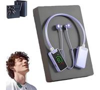 Foihletpath Sports & Karaoke Bluetooth Earphones with Wireless Sound Card, Built-in Mic, LED Display & Audio Editing, Neck-Hanging Earbuds for Live Streaming/Broadcasting - Unisex (Purple)