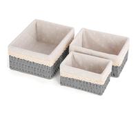 FoiiLiio Set di 3 Cestino Portaoggetti e Porta Giocattoli, Cesto in Corda di Carta, Cestini Portaoggetti Bagno Bambini, per Camerette, Bagno, Cassetti, Cucine, Soggiorno (Grigio)