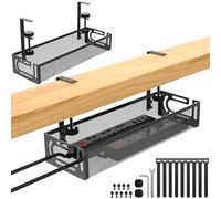FoiiLiio Vassoio per la Gestione dei Cavi Sotto la Scrivania Senza Trapano, Cable Management Scrivania per Ufficio e Casa Scrivania, Nero