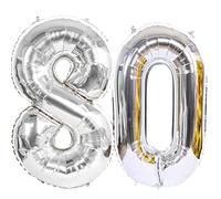 Foil Palloncini Compleanno 80 Anni argento Palloncino Numero 80,101 CM Giganti Palloncini Numeri 80 argento Palloncini 80 Anni Compleanno Decorazioni Compleanno 80 Anni Deco,Gonfiabili Elio Aria