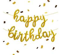 Foil Palloncini Happy Birthday Oro, Striscione di Palloncini Buon Compleanno, Festone Ghirlanda Bandiera Happy Birthday, Decorazione Festa Compleanno Bambini Adulti (Oro)