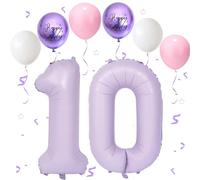 Foil Palloncini Numeri 10 Viola, VUCDXOP 101 CM Palloncino Numero 10, Palloncini Compleanno 10 Anni, Grande Gonfiabili Foil Palloncini Numeri 10 Festa per Anniversario Compleanno Decorazioni