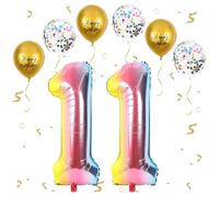 Foil Palloncini Numeri 11 Arcobaleno sfumato, VUCDXOP 101 CM Palloncino Numero 11, Grande Pallone Numero 11 Numeri Gonfiabili Compleanno Palloncino 11 Anni Festa Compleanno - Vola con l'Elio