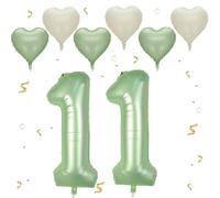 Foil Palloncini Numeri 11 Verde oliva, VUCDXOP 101 CM Palloncino Numero 11, Grande Pallone Numero 11 Numeri Gonfiabili Compleanno Palloncino 11 Anni Festa Compleanno - Vola con l'Elio