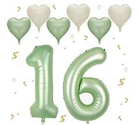 Foil Palloncini Numeri 16 Verde oliva, VUCDXOP 101 CM Palloncino Numero 16/61, Grande Pallone Numero 16 Numeri Gonfiabili Compleanno Palloncino 16/61 Anni Festa Compleanno - Vola con l'Elio