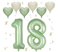 Foil Palloncini Numeri 18 Verde oliva, VUCDXOP 101 CM Palloncino Numero 18/81, Grande Pallone Numero 18 Numeri Gonfiabili Compleanno Palloncino 18/81 Anni Festa Compleanno - Vola con l'Elio