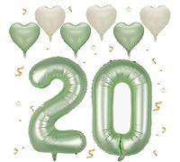 Foil Palloncini Numeri 20 Verde oliva, VUCDXOP 101 CM Palloncino Numero 20, Grande Pallone Numero 20 Numeri Gonfiabili Compleanno Palloncino 20 Anni Festa Compleanno - Vola con l'Elio