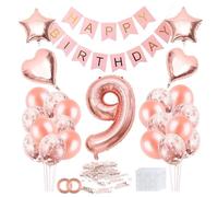 Foil Palloncini Numeri 9 Oro Rosa, Palloncini Compleanno 9 Anni, Decorazioni Festa Compleanno Decorazioni, per Ragazzo Ragazze, Feste Decorazione di Compleanno Palloncino