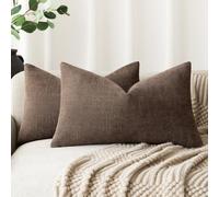 Foindtower Confezione da 2 federe decorative in ciniglia morbida con accento lombare, tinta unita, per divano, camera da letto, soggiorno, 30,5 x 50,8 cm, cioccolato