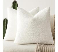 Foindtower Confezione da 2 federe decorative in tessuto bouclé, 50 x 50 cm, in tinta unita, comode, morbide, per sedia, divano, camera da letto, soggiorno, decorazione per la casa, colore: bianco