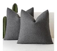 Foindtower Confezione da 2 federe per cuscini in tessuto bouclé, in tinta unita, comode, decorative, per divano, camera da letto, soggiorno, decorazione per la casa, 50 x 50 cm, grigio scuro