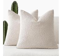 Foindtower Confezione da 2 federe per cuscini in tessuto bouclé, in tinta unita, comode, morbide, decorative, per divano, camera da letto, soggiorno, decorazione per la casa, 45 x 45 cm, avorio neutro