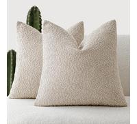 Foindtower Confezione da 2 federe per cuscini in tessuto bouclé, in tinta unita, comode, morbide, decorative, per divano, camera da letto, soggiorno, decorazione per la casa, 45 x 45 cm, color avena