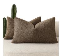 Foindtower Confezione da 2 federe per cuscini in tessuto bouclé, in tinta unita, decorative, per divano, sedia, divano, camera da letto, soggiorno, decorazione per la casa, 30,5 x 50,8 cm, cioccolato