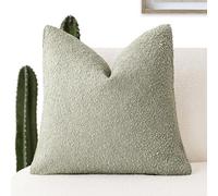 Foindtower, copricuscino decorativo in tessuto bouclé, in tinta unita, morbido e accogliente, neutro, per sedia, divano, camera da letto, soggiorno, 40,6 cm x 40,6 cm, 1 pezzo, verde salvia sporco