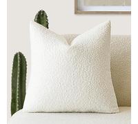 Foindtower, copricuscino in tessuto bouclé, tinta unita, accogliente, morbido, decorativo, per divano, camera da letto, soggiorno, decorazione per la casa, 45 cm x 45 cm, 1 pezzo, bianco