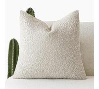 Foindtower Federa per cuscino in tessuto bouclé, in tinta unita, accogliente, morbida, decorativa, per divano, camera da letto, soggiorno, decorazione per la casa, 45 x 45 cm, beige chiaro
