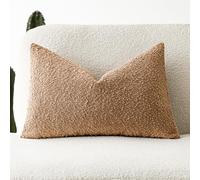 Foindtower Federa per cuscino in tessuto bouclé, tinta unita, comoda, morbida, decorativa, per divano, camera da letto, soggiorno, decorazione per la casa, 30 x 50 cm, tabacco