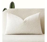 Foindtower Federa per cuscino in tessuto bouclé, tinta unita, comoda, morbida, decorativa, per divano, camera da letto, soggiorno, decorazione per la casa, 30 x 50 cm, bianco