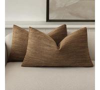 Foindtower Set di 2 federe decorative in lino di iuta testurizzata, per fattoria, stile boho, per divano letto, soggiorno, decorazione per la casa, 30 x 50 cm