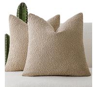 Foindtower Set di 2 federe decorative in tessuto bouclé, in tinta unita, morbide e accoglienti, per sedia, divano, camera da letto, soggiorno, decorazione per la casa, 40 x 40 cm, tortora, cachi