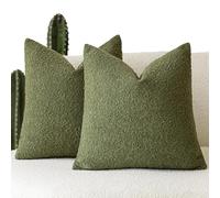 Foindtower Set di 2 federe decorative in tessuto bouclé, tinta unita, neutre, morbide, comode, per divano, camera da letto, soggiorno, decorazione per la casa, 40,6 x 40,6 cm, verde