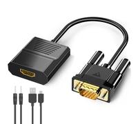 FOINNEX Adattatore da VGA a HDMI, convertitore da ingresso VGA a uscita HDMI 1080P con audio, vecchio PC a TV/monitor, adattatore attivo VGA maschio a HDMI femmina per computer, desktop, laptop,