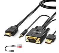 FOINNEX Cavo da VGA a HDMI 4.5M, Cable VGA a HDMI PC Vecchio Stile a TV/Monitor, 1080P Convertitore Cavi VGA to HDMI con Audio, VGA HDMI Adapter Cavetto per PC Laptop su Monitor Proiettore