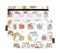 Foiosoh 2 Pack Scottish Fold Cats White Pencil Poucheses per 3 anelli raccoglitore grandi tasche con cerniera per scuola ufficio college forniture