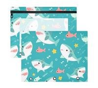 Foiosoh Adorabile cartella portadocumenti in plastica per documenti formato A4, confezione da 2 pezzi, per studenti, casa, foglia di tè, motivo pesce carino