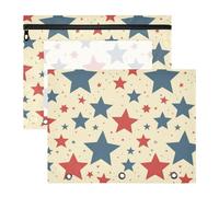 Foiosoh astucci con 3 occhielli rinforzati, cartelle tascabili per raccoglitore a 3 anelli, confezione da 2 elementi per insegnanti, ritorno a scuola, stelle giallo chiaro