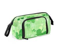 Foiosoh astucci per matite Grande Capacità Preppy Forniture per la Scuola Multifunzionale Pennello E Astuccio per Teen Boys High School Supplies Lucky Clover Modello Verde