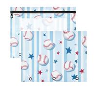 Foiosoh Astucci trasparenti a 3 anelli per raccoglitori a 3 anelli, confezione da 2 pezzi, per insegnanti, classe baseball e stelle a righe