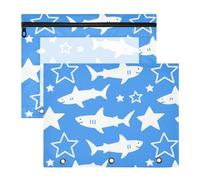 Foiosoh Astuccio adorabile con 3 fori per raccoglitori a 3 anelli, confezione da 2 per insegnante, ritorno a scuola, pesce e stella