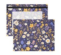 Foiosoh Astuccio con 3 occhielli rinforzati, tasca a 3 fori per lettere di carta A4, confezione da 2 articoli artistici per studenti, colori floreali