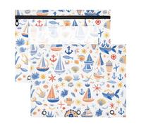 Foiosoh Astuccio con cerniera per raccoglitori a 3 anelli, confezione da 2 pezzi, per insegnanti, casa, nave marina, blu scuro
